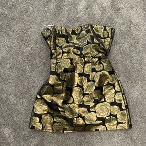 Elegant Black and Gold Floral Dress